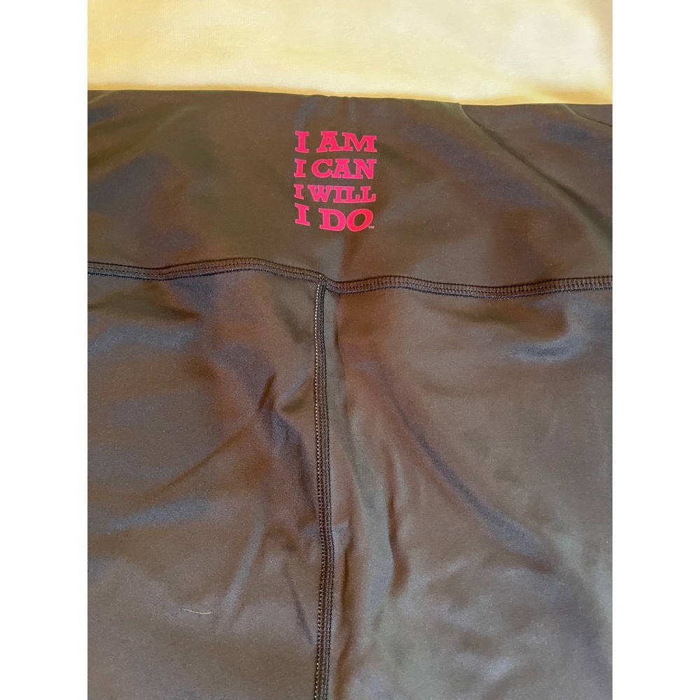 KALI Miami Fitwear Black Floral Motivational Capri Leggings 2X I Am I Can I Will - Picture 11 of 11